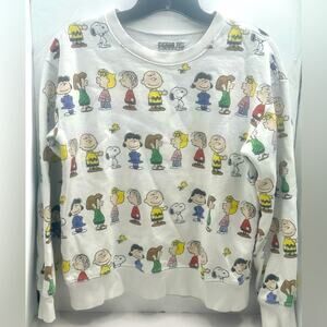 PEANUTS GANG SWEATSHIRT Multicolor CHARACTERS On WHITE Background MEDIUM 2016